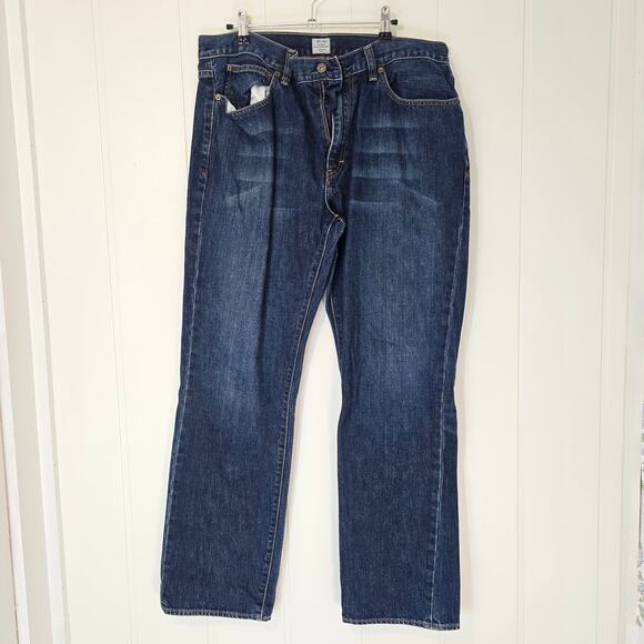 J Crew Vintage Straight Slim Jeans 36x32 Medium Dark Wash - Picture 1 of 6